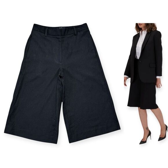 Nili Lotan Shorts Women’s 00 Ezra Wide-Leg Virgin Wool Crepe Black Issue 2609988 - Picture 9 of 9